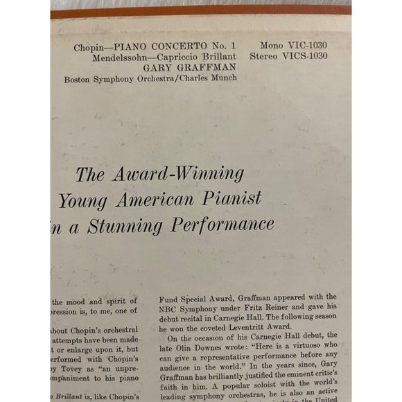 Classical Vinyl Gary Graffman Playing Chopin Piano Concerto No.1 and Mendelsohn - Picture 10 of 10